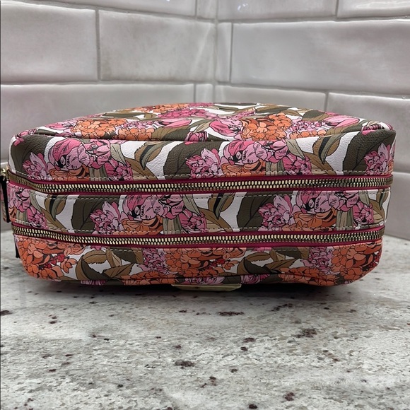 Steve Madden Pink and Brown Cosmetic Bag Floral Design - Picture 2 of 8